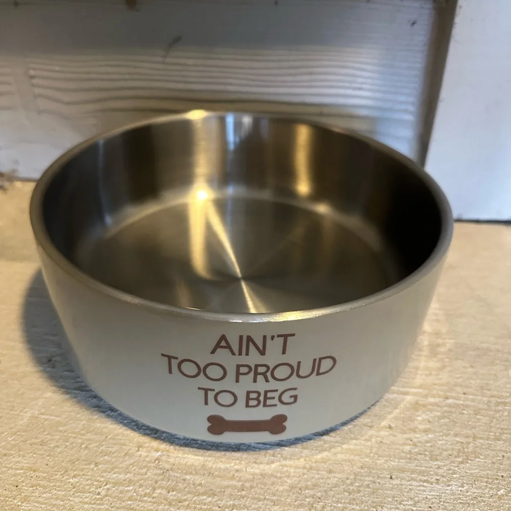 Stainless Steel Double Insulated Non Skid Dog Bowl 64 oz Ain’t Too Proud To Beg